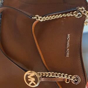Michael Kors Tan Leather Shoulder Bag with Gold Accents